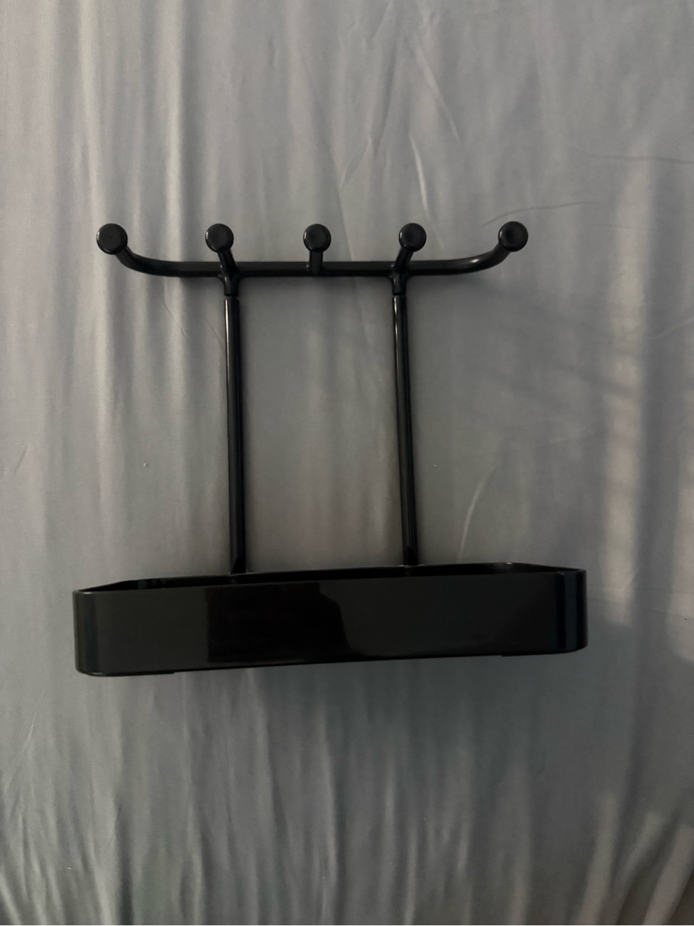 Amazon Black Wall-Mounted Hook Shelf with Four Hooks